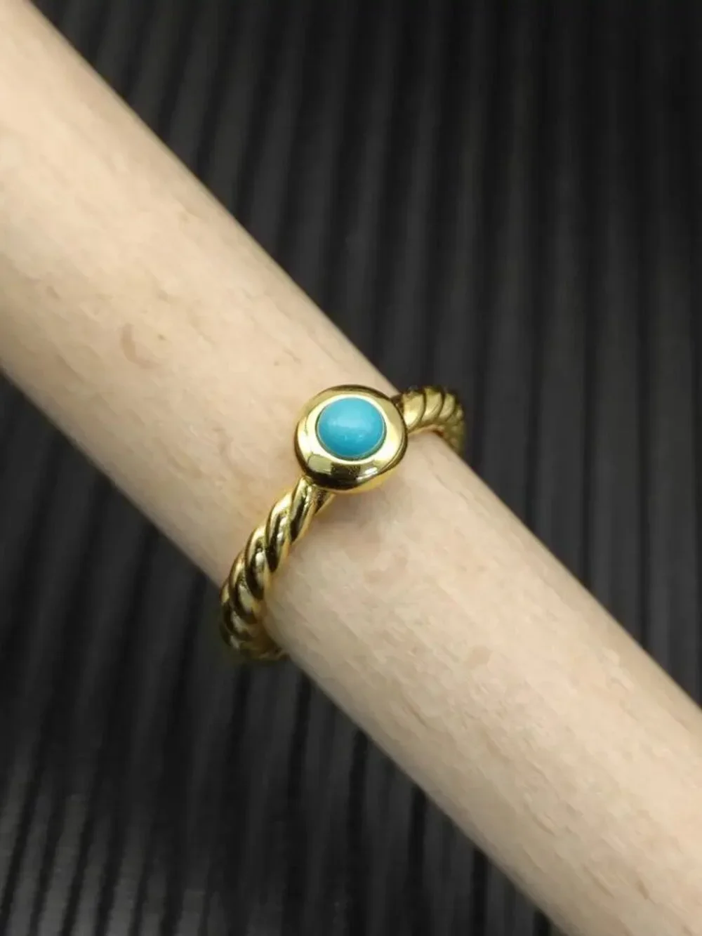 David Yurman Small Gold Cable Green Stone Ring